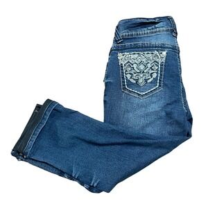 Wallflower Boho Boot cut flare Jeans sz 7 detail embroidered pocket detail cuff